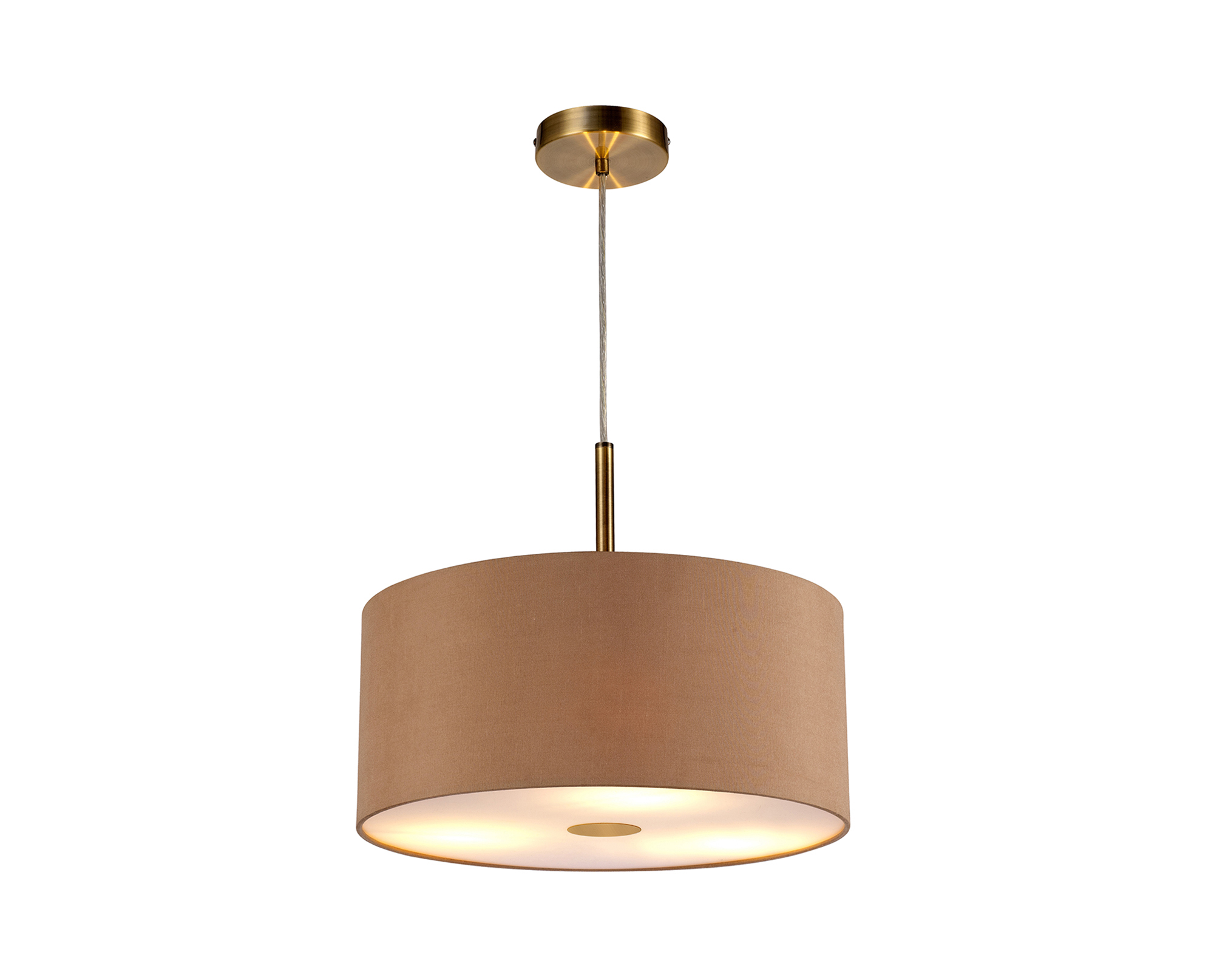 DK0400  Baymont 40cm 3 Light Pendant Antique Brass, Antique Gold/Ruby, Frosted Diffuser